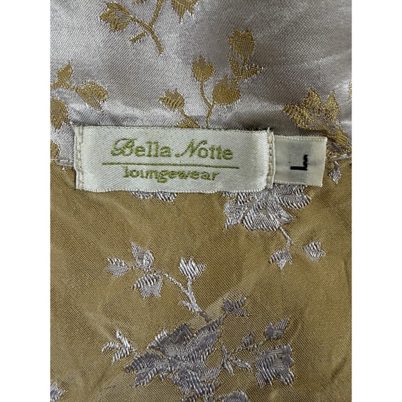 Bella Notte Colette Top Embroidered Satin Loungewear Size Large Mother Of Pearl - Picture 3 of 9